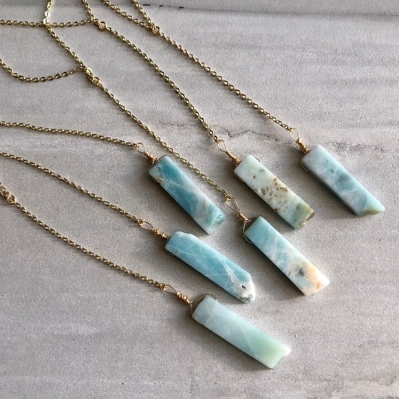 Amazonite Gold Boho Lariat Necklace - Picture 4 of 7